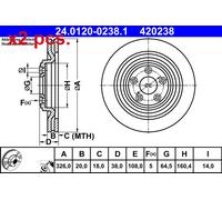 X2 PCS REAR BRAKE DISC PAIR L&R 24.0120-0238.1 ATE I