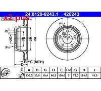 X2 PCS REAR BRAKE DISC PAIR L&R 24.0120-0243.1 ATE I