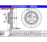 X2 PCS REAR BRAKE DISC PAIR L&R 24.0120-0244.1 ATE I