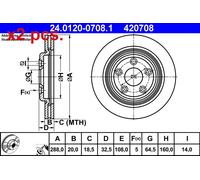 X2 PCS REAR BRAKE DISC PAIR L&R 24.0120-0708.1 ATE I