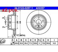 X2 PCS REAR BRAKE DISC PAIR L&R 24.0122-0257.1 ATE I