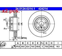 X2 PCS REAR BRAKE DISC PAIR L&R 24.0124-0214.1 ATE I