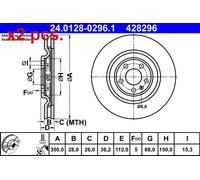 X2 PCS REAR BRAKE DISC PAIR L&R 24.0128-0296.1 ATE I