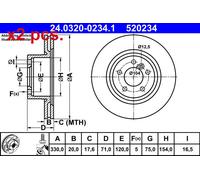 X2 PCS REAR BRAKE DISC PAIR L&R 24.0320-0234.1 ATE I