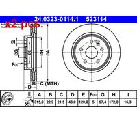 X2 PCS REAR BRAKE DISC PAIR L&R 24.0323-0114.1 ATE I