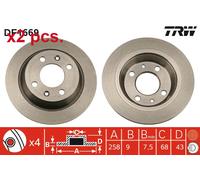 X2 PCS REAR BRAKE DISC PAIR L&R DF1669 TRW I