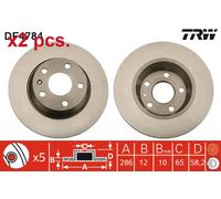 X2 PCS REAR BRAKE DISC PAIR L&R DF4784 TRW I