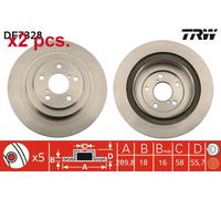 X2 PCS REAR BRAKE DISC PAIR L&R DF7328 TRW I