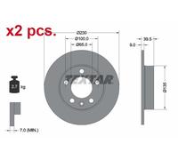 X2 PCS REAR BRAKE DISC ROTORS SET L&R SIDES 92082503 TEXTAR I