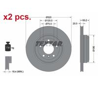 X2 PCS REAR BRAKE DISC ROTORS SET L&R SIDES 92122703 TEXTAR I