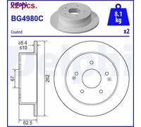 X2 PCS REAR BRAKE DISC ROTORS SET L&R SIDES BG4980C DELPHI I
