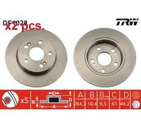 X2 PCS REAR BRAKE DISC ROTORS SET L&R SIDES DF1028 TRW I