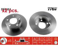 X2 PCS REAR BRAKE DISC ROTORS SET L&R SIDES DF2651 TRW I
