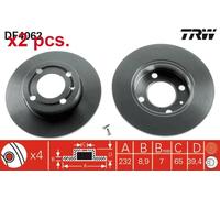 X2 PCS REAR BRAKE DISC ROTORS SET L&R SIDES DF4062 TRW I