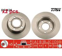 X2 PCS REAR BRAKE DISC ROTORS SET L&R SIDES DF4126 TRW I