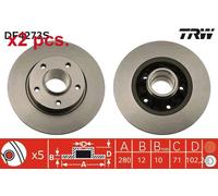 X2 PCS REAR BRAKE DISC ROTORS SET L&R SIDES DF4273S TRW I