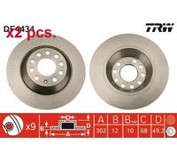 X2 PCS REAR BRAKE DISC ROTORS SET L&R SIDES DF4434 TRW I