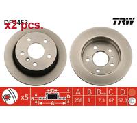 X2 PCS REAR BRAKE DISC ROTORS SET L&R SIDES DF4453 TRW I