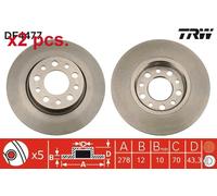 X2 PCS REAR BRAKE DISC ROTORS SET L&R SIDES DF4477 TRW I