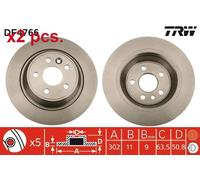 X2 PCS REAR BRAKE DISC ROTORS SET L&R SIDES DF4766 TRW I