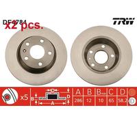 X2 PCS REAR BRAKE DISC ROTORS SET L&R SIDES DF4784 TRW I