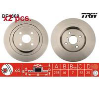 X2 PCS REAR BRAKE DISC ROTORS SET L&R SIDES DF4800 TRW I