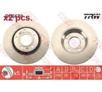 X2 PCS REAR BRAKE DISC ROTORS SET L&R SIDES DF6670 TRW I