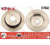 X2 PCS REAR BRAKE DISC ROTORS SET L&R SIDES DF7209 TRW I