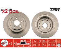 X2 PCS REAR BRAKE DISC ROTORS SET L&R SIDES DF7329 TRW I