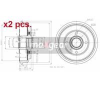 X2 PCS REAR BRAKING DRUM BRAKE DRUM X2 PCS SET 19-2316 MAXGEAR I