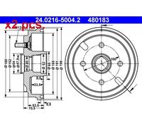 X2 PCS REAR BRAKING DRUM BRAKE DRUM X2 PCS SET 24.0216-5004.2 ATE I