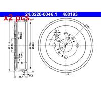 X2 PCS REAR BRAKING DRUM BRAKE DRUM X2 PCS SET 24.0220-0046.1 ATE I