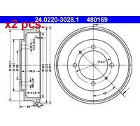 X2 PCS REAR BRAKING DRUM BRAKE DRUM X2 PCS SET 24.0220-3028.1 ATE I