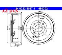 X2 PCS REAR BRAKING DRUM BRAKE DRUM X2 PCS SET 24.0222-8037.1 ATE I