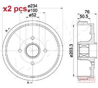 X2 PCS REAR BRAKING DRUM BRAKE DRUM X2 PCS SET 56-00-0409C ASHIKA I