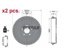 X2 PCS REAR BRAKING DRUM BRAKE DRUM X2 PCS SET 94049000 TEXTAR I