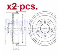 X2 PCS REAR BRAKING DRUM BRAKE DRUM X2 PCS SET BF275 DELPHI I
