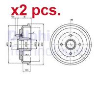 X2 PCS REAR BRAKING DRUM BRAKE DRUM X2 PCS SET BF487 DELPHI I