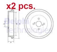 X2 PCS REAR BRAKING DRUM BRAKE DRUM X2 PCS SET BF560 DELPHI I