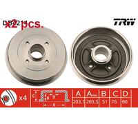X2 PCS REAR BRAKING DRUM BRAKE DRUM X2 PCS SET DB4214 TRW I