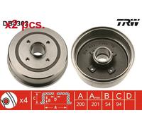 X2 PCS REAR BRAKING DRUM BRAKE DRUM X2 PCS SET DB4302 TRW I
