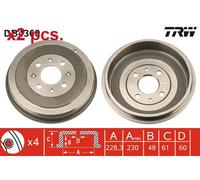 X2 PCS REAR BRAKING DRUM BRAKE DRUM X2 PCS SET DB4360 TRW I