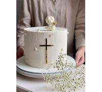 x2 Pieces Acrylic Cross Cake Toppers,Christening Cake Toppers Cross Cake Decoration for Birthday Baby Shower,Crossing Cupcake Toppers (Rose-Gold Mirror Acryl)