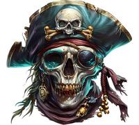 x2 Pirate Vinyl Decal Stickers, Cover Marks, 150mm Tall Qty:2 Ideal for Laptop, Windows, Doors, Tile & More, Vibrant Weatherproof Decals, Haunted Sailor Graphic