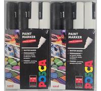 x2 POSCA Black & White Bullet Tip 1.5-2.5mm