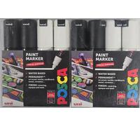 x2 POSCA Black & White Bullet Tip 8mm