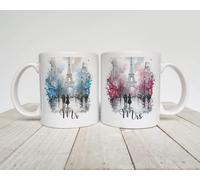 x2 Printed Mr & Mrs Cups Wedding Engagement Ceramic Novelty Mug Funny Gift Coffee Tea 4