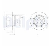 x2 Rear Brake Disc Delphi BG3873 Fits Ford Tourneo Connect Transit Connect Solid