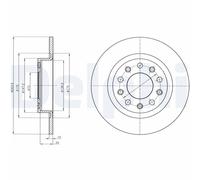x2 Rear Brake Disc Delphi BG4315 Fits Alfa Romeo Giulietta Braking System Solid