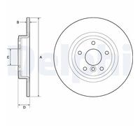2x DELPHI Brake Discs Rear Axle 42mm Height Replacement For Jaguar XE XF